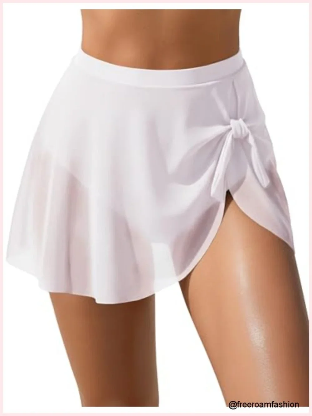 High Waisted Swim Skirt with Tummy Control and Mesh Bow